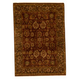 Hand Knotted Wool Oriental Area Rug in Red And Brown
