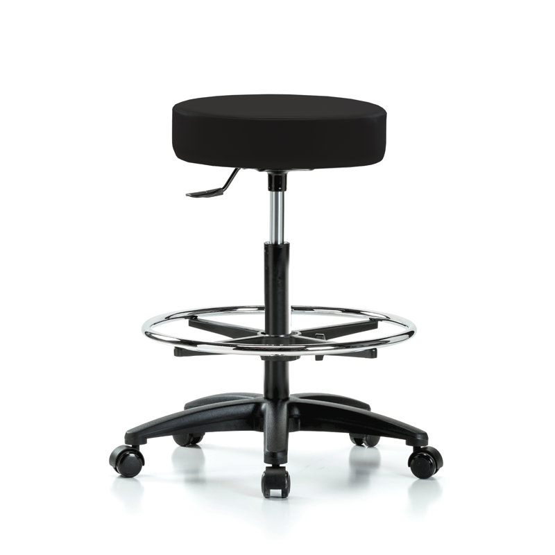 Tabouret médical avec anneau de pied PERCH | Hauteur du banc élevé: 24 à 34 po, Vinyle noir