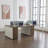 Okeysen 2 Person Benching Workstation, Modular Attachable Office Desk with Power Module & Cable Management