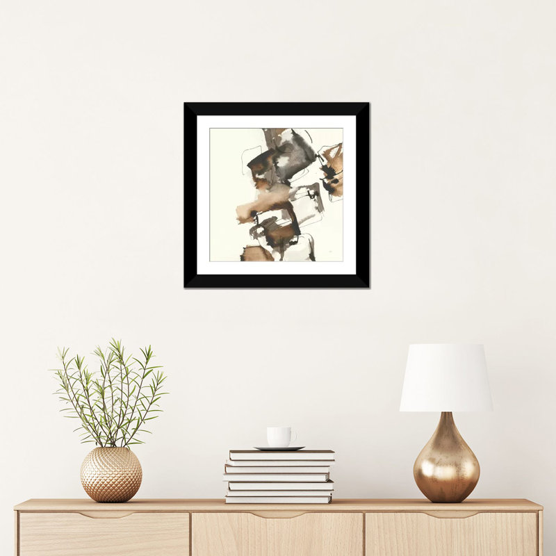 «Stacked I», impression sur toile, H 16 po x l 16 po x P 1 po, Papier avec cadre noir, Blanc