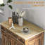 Armoire de rangement latérale - brun rustique moderne avec comptoir en bois massif. 2 tiroirs, portes, tablette réglable. Pour des endroits variés. Salon l 26,75 po x P 15,75 po.