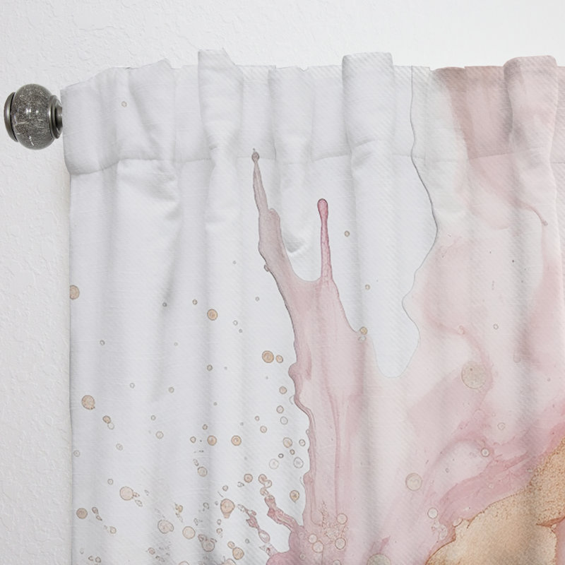 Rymill - Pink Gold Texture Splash Marble I - Abstract Marble Curtain - Velvet Room Darkening - 1 panel, 52" W x 95" L