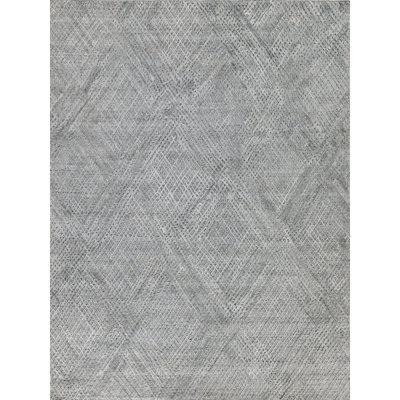 Rectangle Crescendo Hand Loomed Synthetics Area Rug in Silver