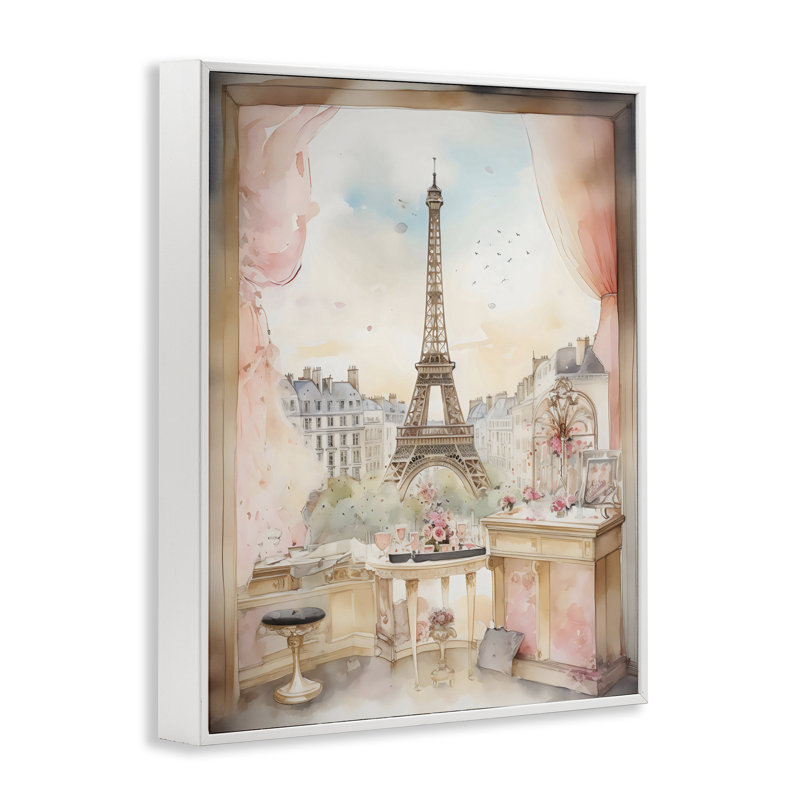 Giclée encadrée, vue de la tour Eiffel, design by Creative Studio, H 14 po x l 11 po, Giclée encadrée blanc bord de mer
