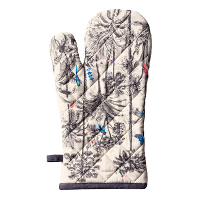 Gants de cuisine 100% coton Maison d'Hermine 7 po x 13 po avec gants de cuisson résistants à la chaleur pour barbecue pour les décorations de Noël Poêlées (ensemble de 1, Amazonia)