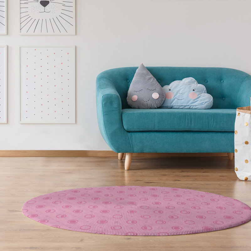 Chenille Geometric Indoor Rug, Round 5'