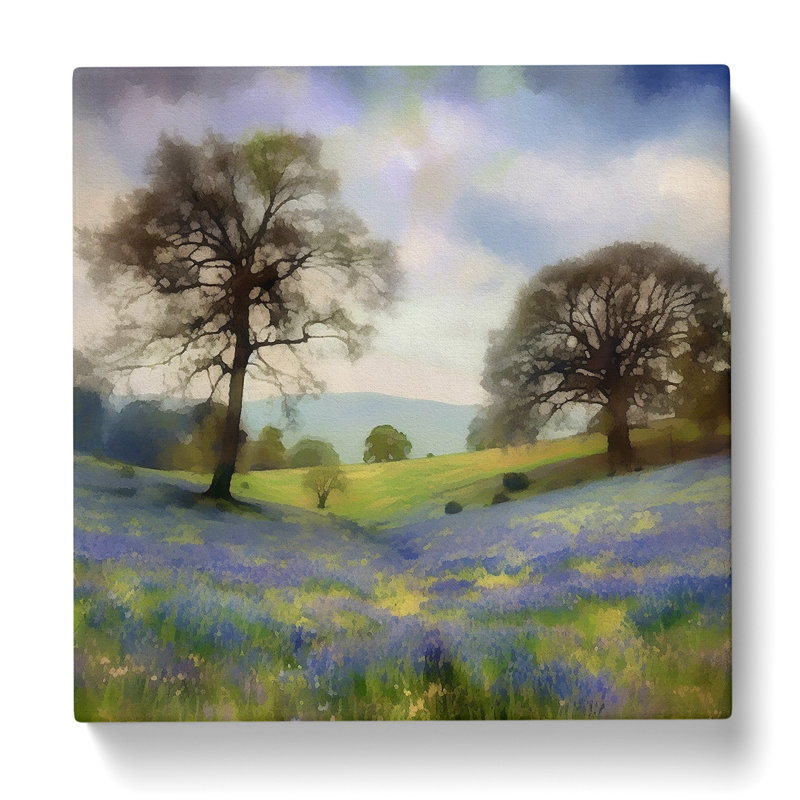 Bluebell Field Digital Art - Print, 50cm H x 50cm W x 3cm D