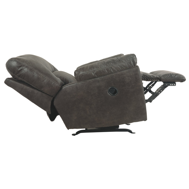 Faux Leather Recliner, Gray/Brown Faux Leather