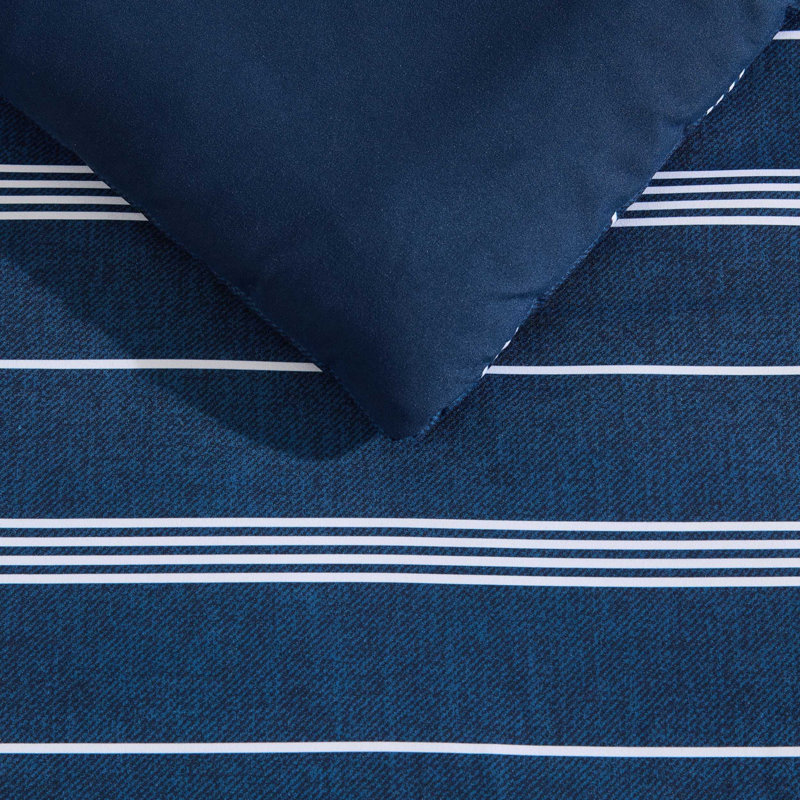 Ensemble d'édredon réversible bleu Nautica Mariners Line, Bleu rayé, Édredon double et 6 pièces supplémentaires
