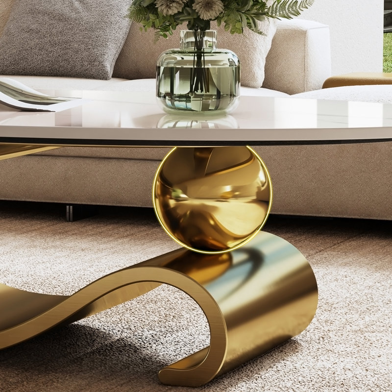 Table basse 49,2 po, White Top/Gold Base