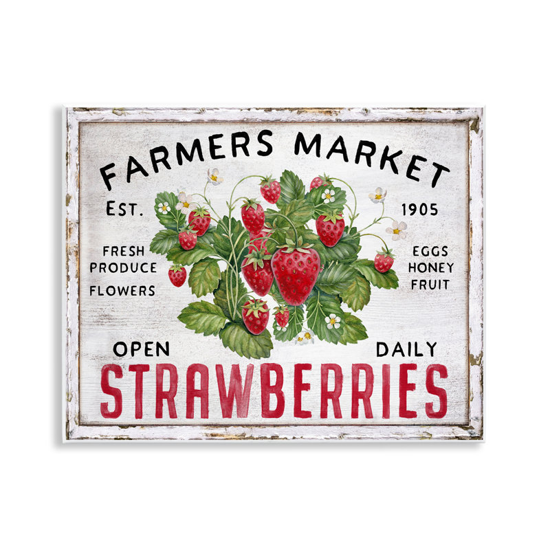 "Farmers Market Strawberries", art mural sur bois par Creatif Belle