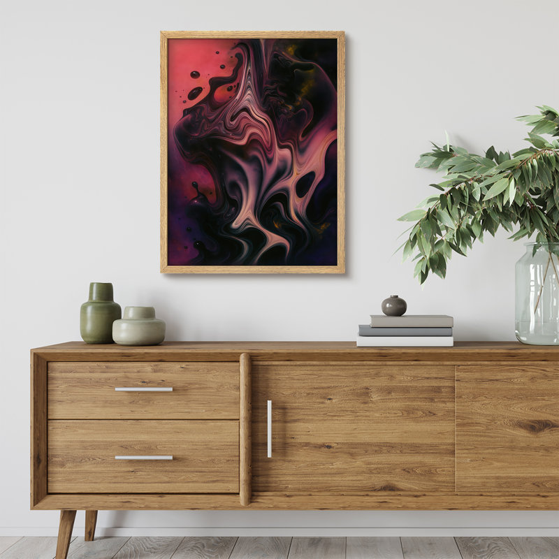 Reproduction d'art encadrée abstraite pour décoration intérieure moderne, H 16 po x l 12 po, Naturel