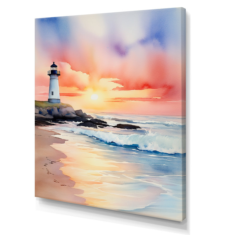 Coucher de soleil sur la plage 3 - Art mural plage, H 32 po x l 24 po x P 1 po, Toile tendue