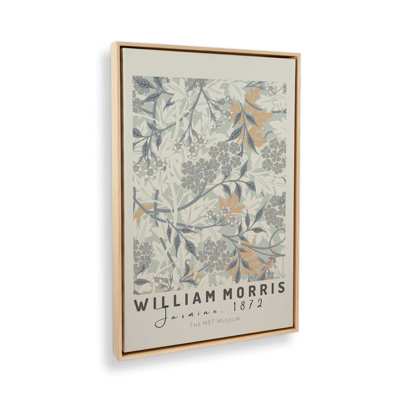 «Beige Jasmine» par William Morris, reproduction sur toile , Cadre américain en érable flottant