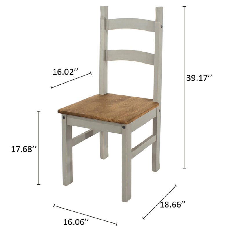 Chaise d'appoint en bois massif Nolea, Brun/gris