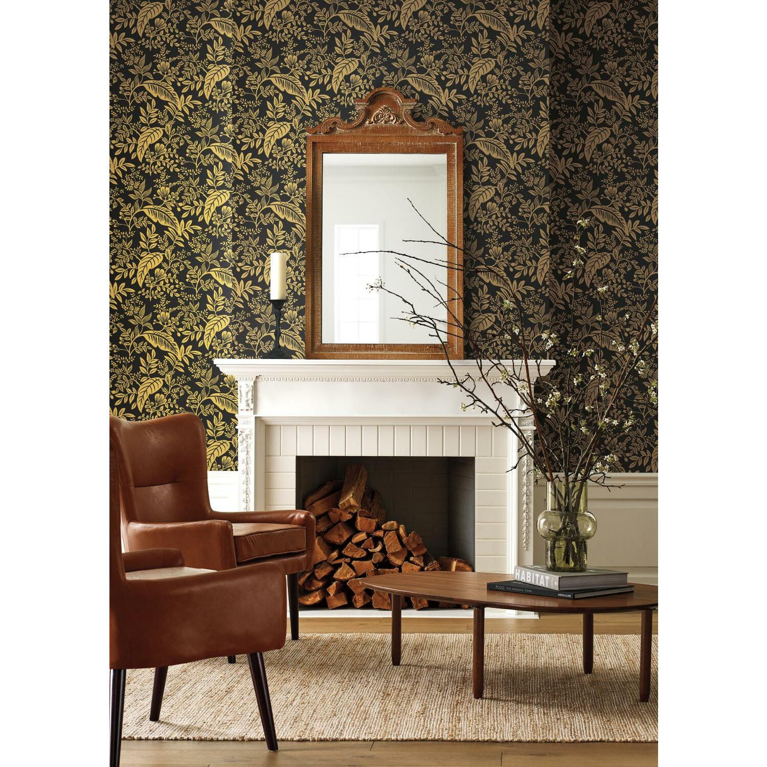 Canopy Wallpaper Double Roll, Gold/Black