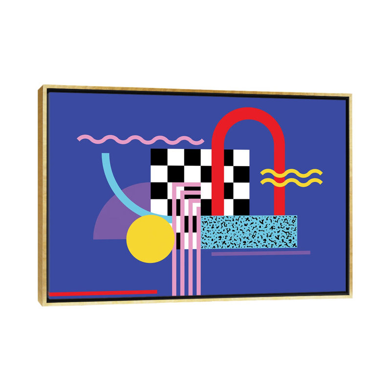 Motif de Memphis 109 - années 80/90 rétro - reproduction d'art mural - toile encadrée, H 18 po x l 26 po, Doré