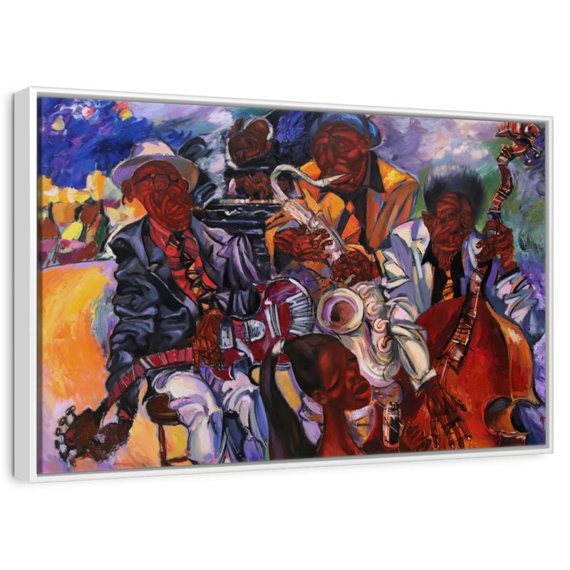 Jazz Band artistes, Cadre flottant blanc, 19 po x 13 po