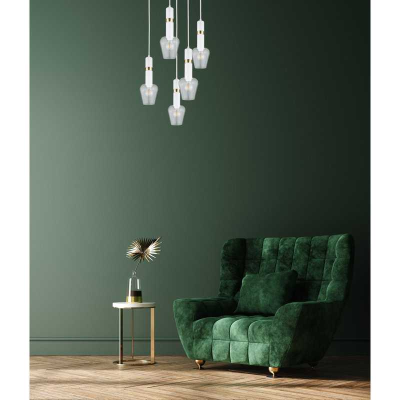 Kirti 5 - Light Cluster Pendant, White/Gold