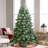 Unlit Frosted Pine Artificial Christmas Tree with Pine Cones, Auto Open Branches & Metal Stand-112575494