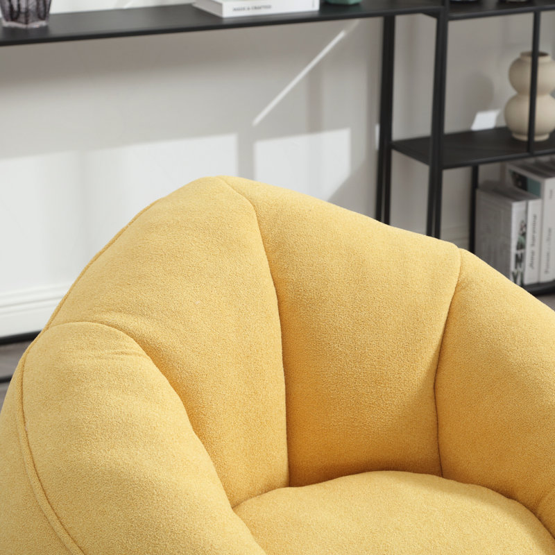 Fauteuil à billes avec repose-pieds, Jaune