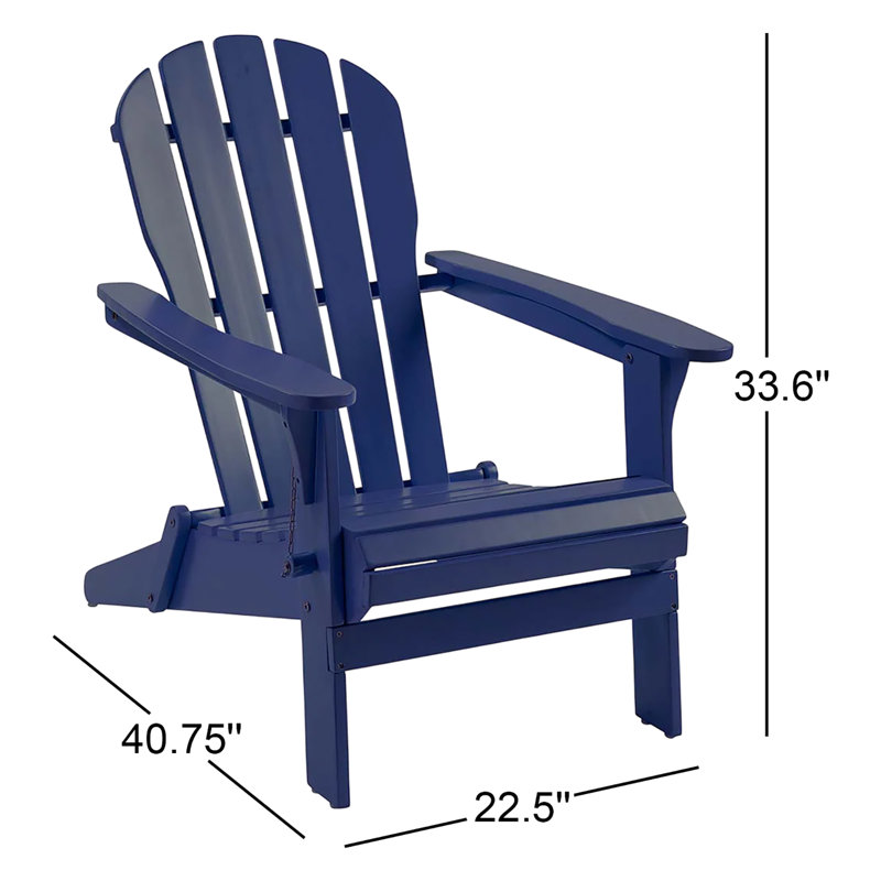 Hillandale Eucalyptus Foldable Outdoor Adirondack Chair, Navy