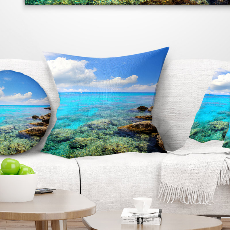 Coussin Bright Summer Day in Sea - Sea & Shore, 16 po x 1 po
