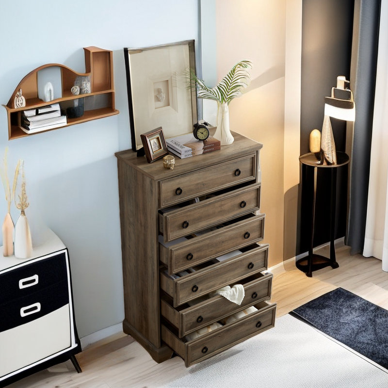 Commode 6 tiroirs Glenford, Brun
