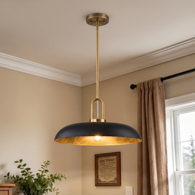 1-Light Modern Black Dome Pendant