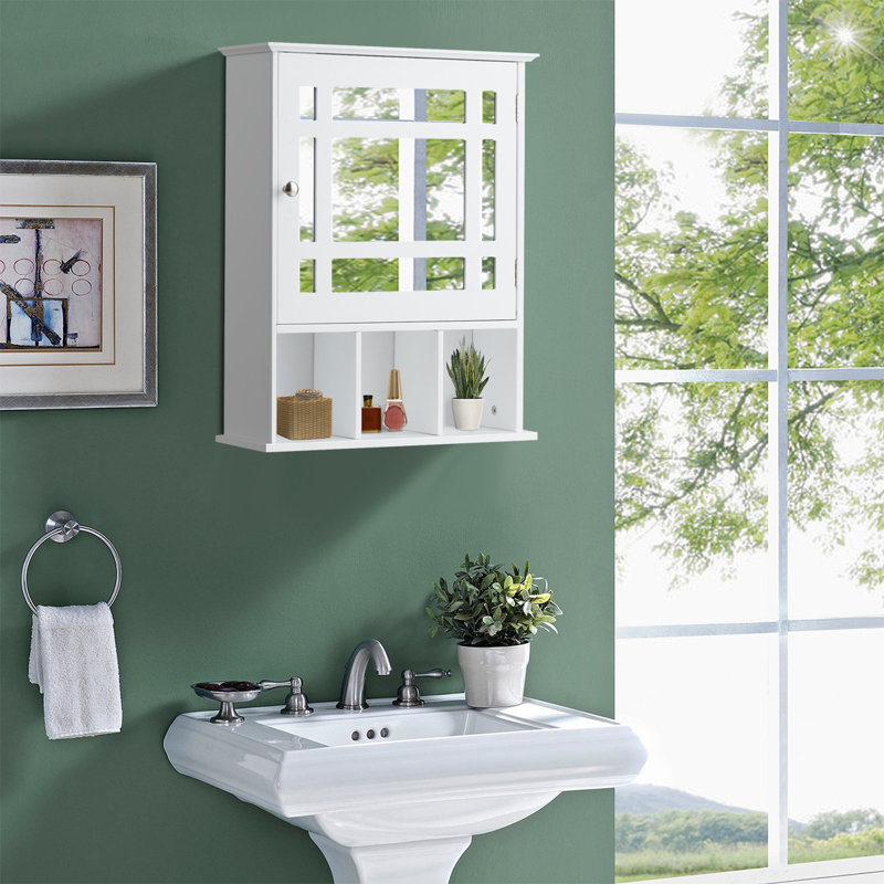 Bruny W 61mm H Recessed Frameless Medicine Cabinet Mirror 3 Adjustable, Grey, 50cm W x 61cm H
