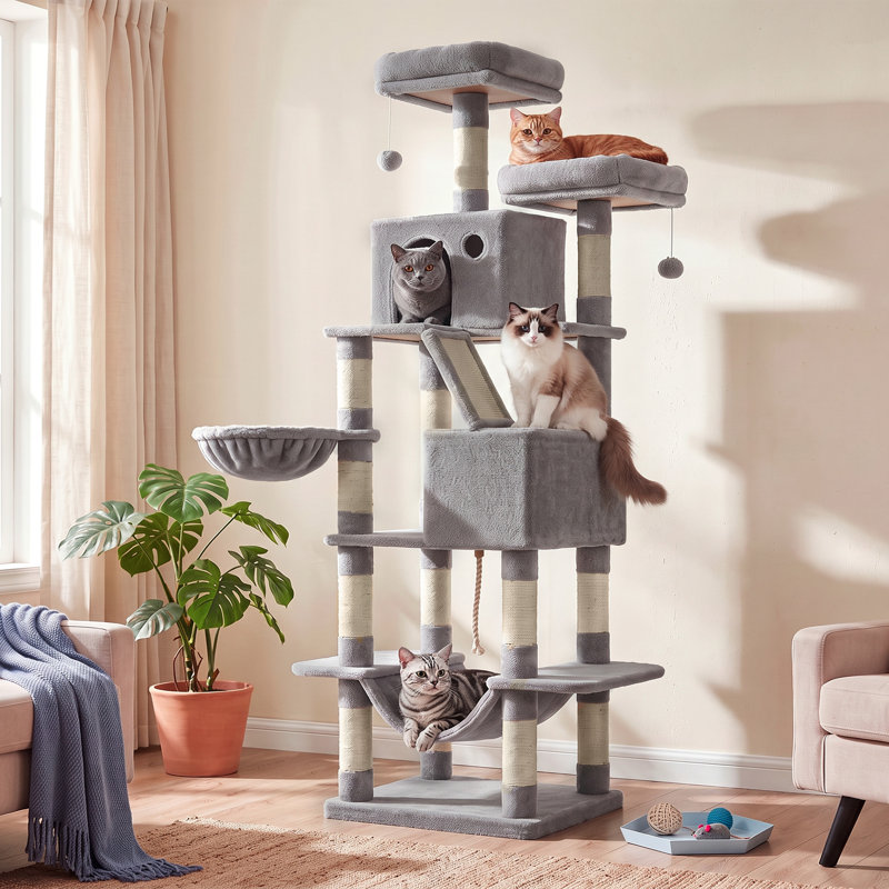 Arbre à chat multi-niveaux 80,6 po Timmins, Gris clair/beige