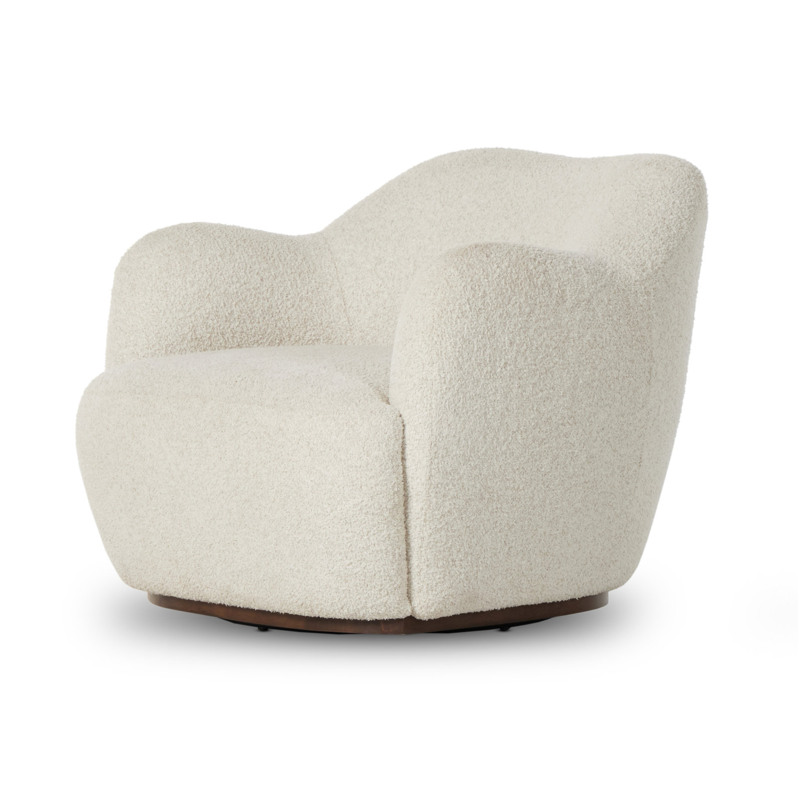 Alaska Oak Genuine Leather Swivel Barrel Chair, Sheldon Ivory Polyester Blend