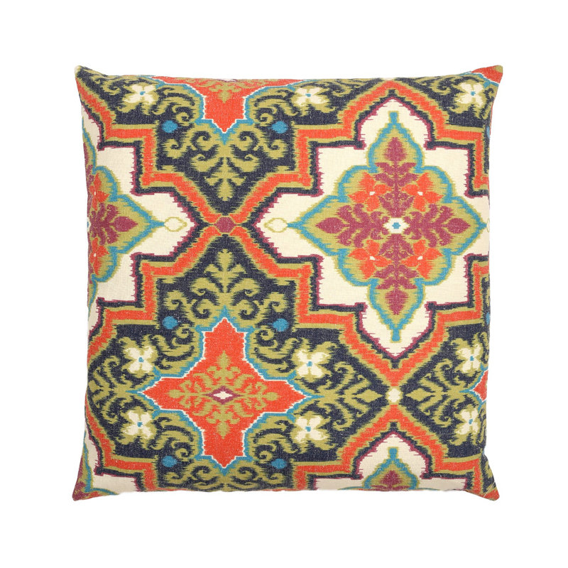 Pattern With Polyester Insert Pillow, Green/Orange/White
