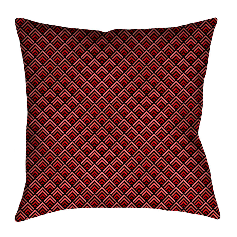 Housse de coussin Katelyn Elizabeth, 16 po x 1 po, Noir / rouge, Sergé de coton