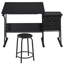Rectangle Height Adjustable Flip Top 128cm L Modular Training Table Set and Chair Set with Modesty Panel