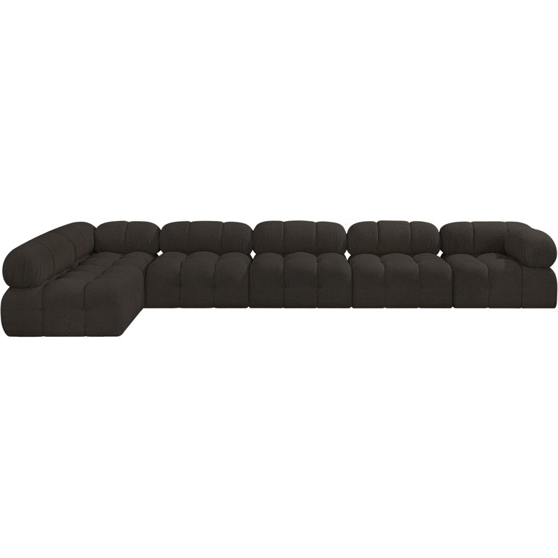 Canapé Ames, Tissu brun bouclé, 4 sans accoudoirs, 2 en coin