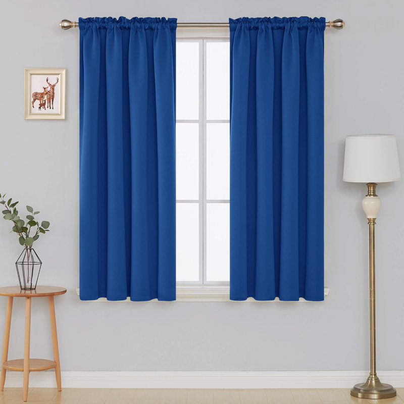 Solid Room Darkening Thermal Single Curtain Panel, Royal Blue, 42" W x 45" L