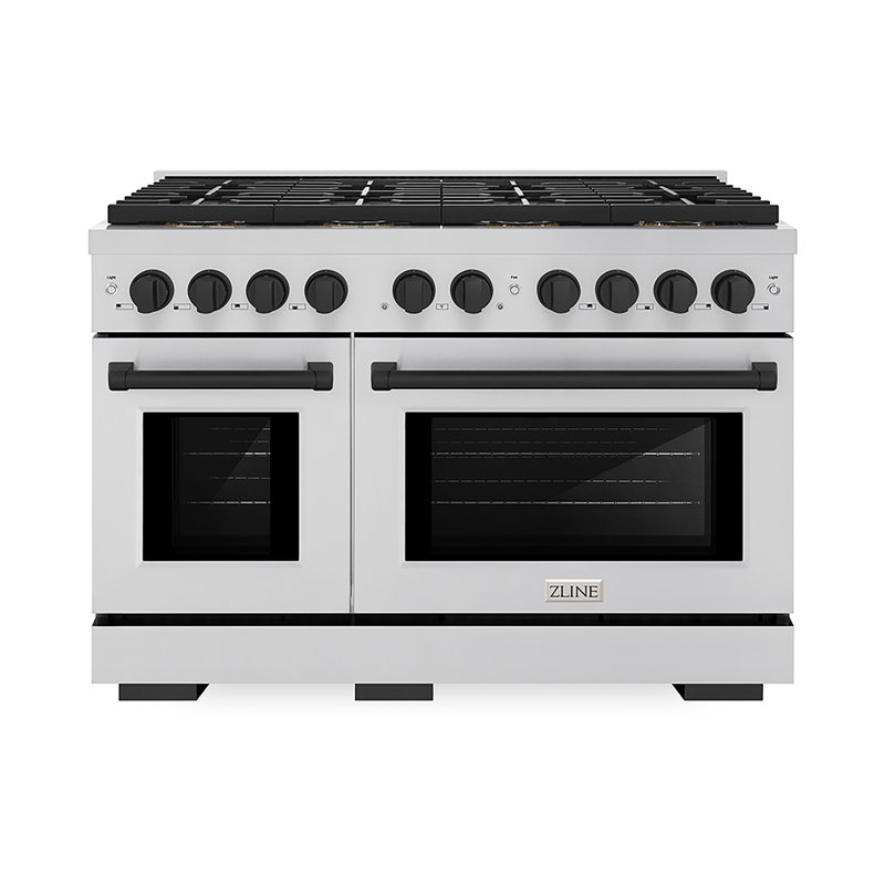 ZLINE Autograph 48 in. Paramount Dual Fuel Range w/ DuoPro Cooktop & Black Doors w/ Gold Accents, Matte Black