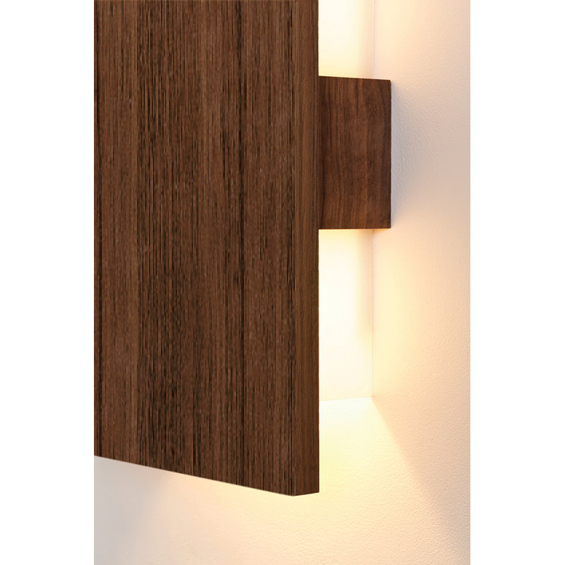 Tersus Solid Wood LED Flush Mounted Sconce, No Metal, Oiled Walnut, 2700K (Warm) 0-10V