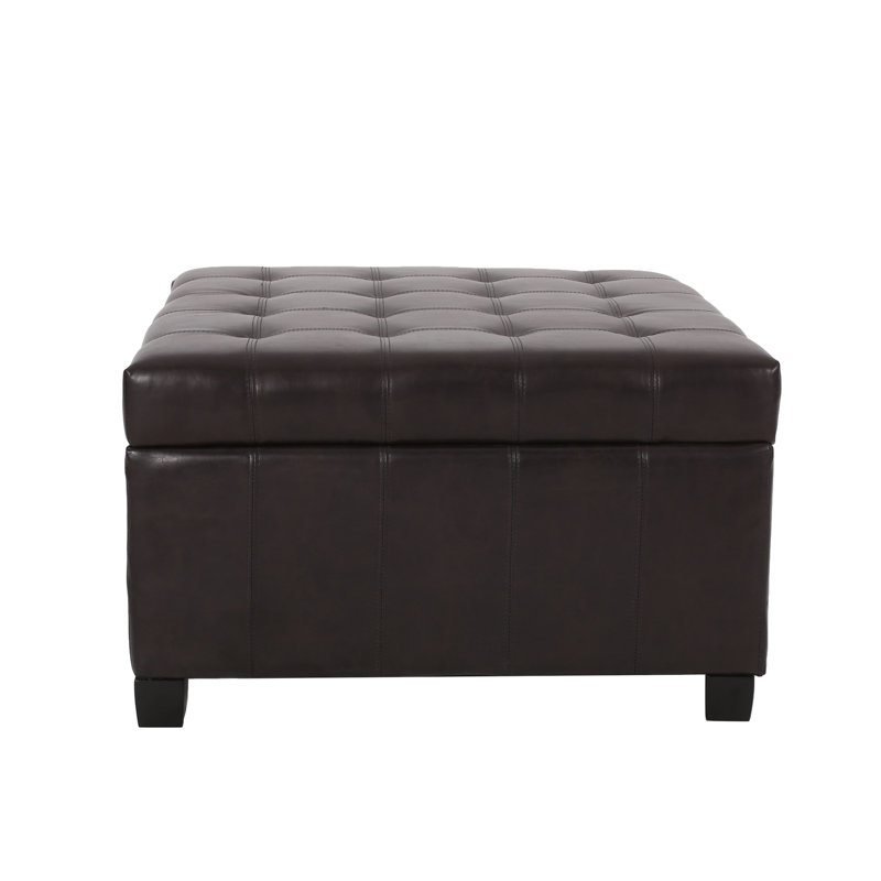 Upholstered Tufted PU Leather Storage Ottoman