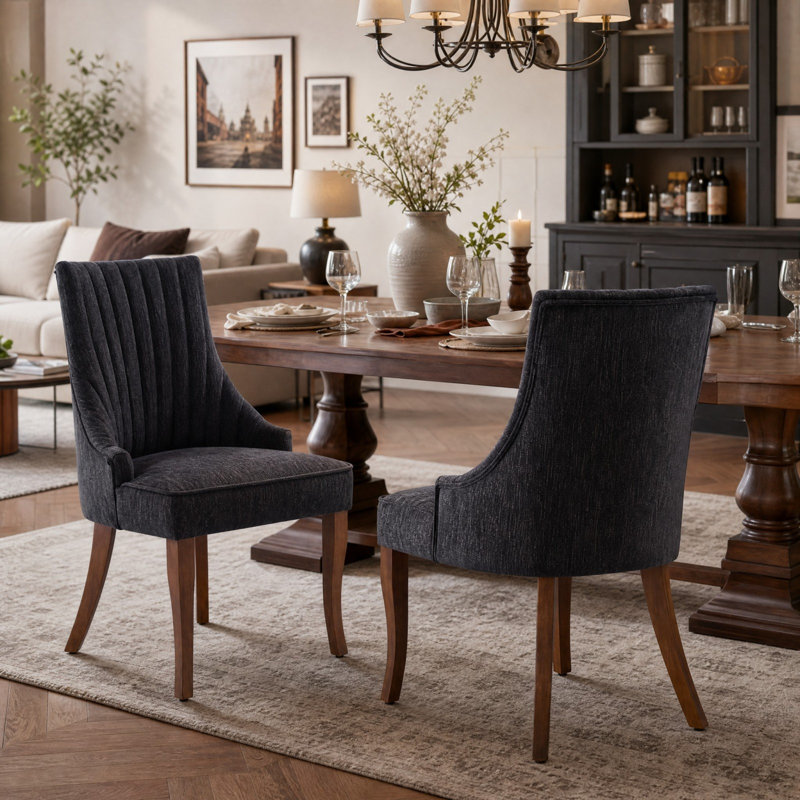 Ensemble de 2 chaises de salle à manger en bois massif, chaises de style rustique avec pieds en bois massif, chaises de cuisine rembourrées de style Mid-Century et chaises rembourrées convenant aux restaurants et aux cafés