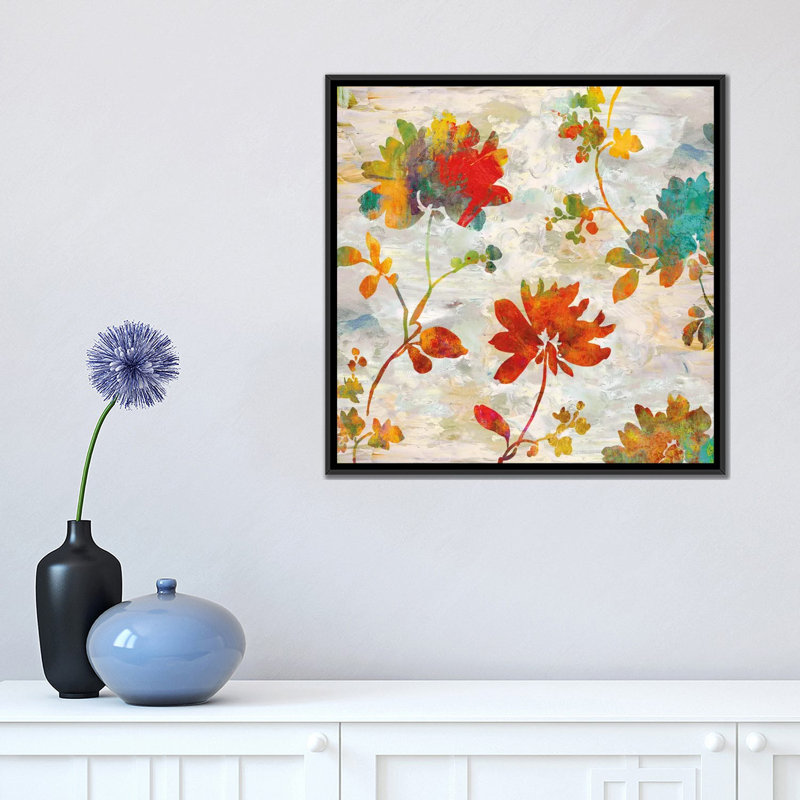 « jardin view ii », impression sur toile, H 18 po x l 18 po x P 1,5 po, Toile avec cadre noir, Pas de tapis