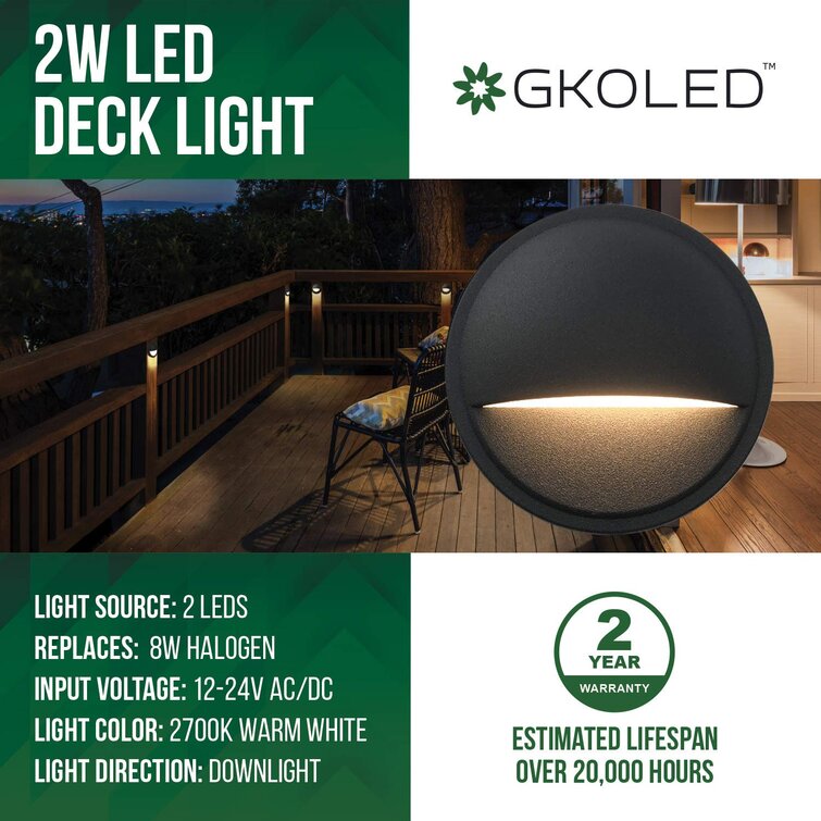 GKOplus Black Low Voltage Integrated LED Deck Light Pack  Reviews Wayfair