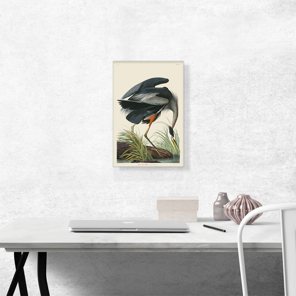 " Great Blue Heron " by James Audubon Painting Print ARTCANVAS