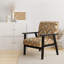 Fauteuil rembourré moderne beige et brun à motif treillis rustique géométrique