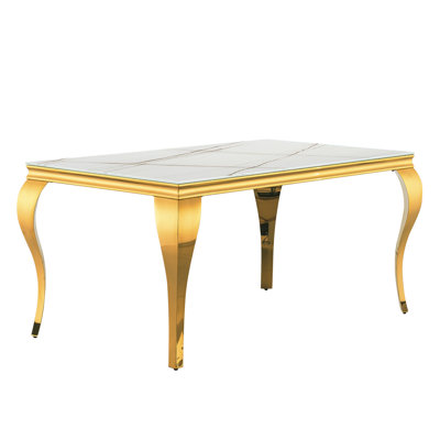 Keiann Glass Top Metal Base Dining Table