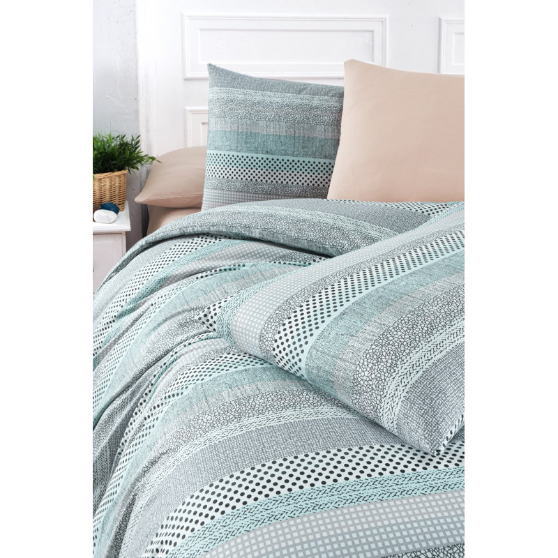 Ensemble de housse de couette 100% coton Asiha, Housse de couette 55 po x 79 po + 1 taie d'oreille