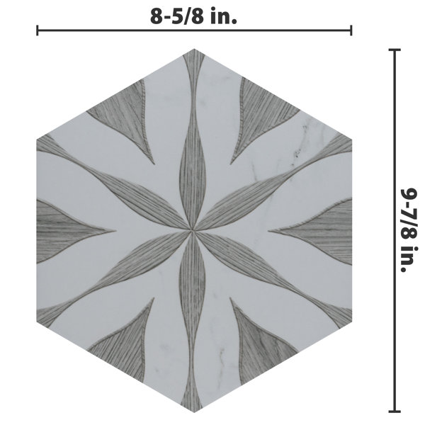 Merola Tile Llama Flower Loire 8-5/8 In. X 9-7/8 In. Porcelain Floral ...