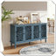 Buffet antique avec sculptures florales, pieds en bois massif, poignées en laiton et rangement