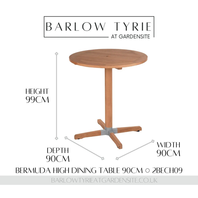 Bermuda Outdoor Round Teak Bar Table, 39" H x 35" W x 35" D